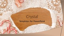  Presentation with snowflakes - PPT layouts with christmas background with candies snowflakes and decotative christmas tree on wooden table with copy space background and a coral colored foreground