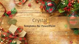  Presentation with christmas holly - Colorful presentation theme enhanced with christmas-background-with-christmas-baubles backdrop and a yellow colored foreground