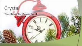  Presentation with snow tree - PPT theme having christmas background with clock snow fir tree isolated on white background background and a white colored foreground