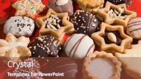  Presentation with cookies christmas - Beautiful presentation design featuring christmas background with cookies backdrop and a tawny brown colored foreground