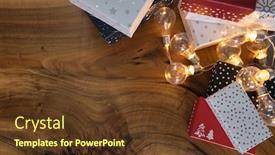  Presentation with wooden lighting - Cool new slide set with christmas-background-with-electric-garland backdrop and a tawny brown colored foreground