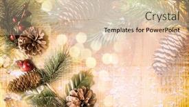  Presentation with pine - Slides enhanced with christmas background with fir branches pine cones and berries on the old wooden board double exposure background and a lemonade colored foreground