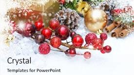  Presentation with islamic decorations decoration and motif - Presentation having christmas background with gift berries background and a  colored foreground