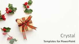  Presentation with christmas holly - Beautiful presentation theme featuring christmas background with gift box backdrop and a cream colored foreground
