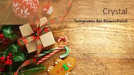  Presentation with christmas holly - Presentation design having branches of holly and fir background and a yellow colored foreground