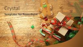  Presentation with christmas holly - Slide deck having christmas-background-with-gift-box background and a yellow colored foreground