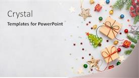  Presentation with fir tree - Presentation design with christmas background with gift boxes festive decor fir tree branches and paper cards notes flat lay christmas and new year concept background and a white colored foreground