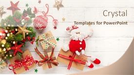  Presentation with christmas holly - Colorful slide deck enhanced with toy and branches of holly backdrop and a cream colored foreground