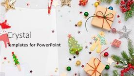  Presentation with fir tree - Presentation theme consisting of christmas background with gift boxes festive decor fir tree branches and paper cards notes flat lay christmas and new year concept background and a white colored foreground