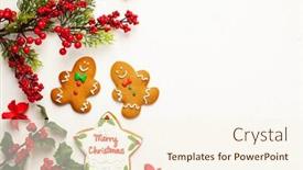  Presentation with holly - Colorful presentation theme enhanced with christmas background with gingerbread cookies backdrop and a cream colored foreground