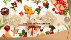  Presentation with nature boxes - Cool new presentation design with christmas background with gingerbread cookies gift boxes and branches of holly with red berries on white winter festive nature concept flat lay copy space backdrop and a lemonade colored foreground
