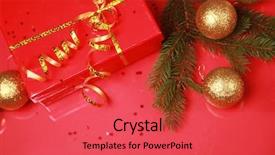  Presentation with golden christmas - PPT theme having birthday - photo of christmas present boxes background and a gold colored foreground