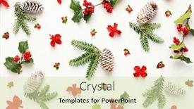  Presentation with christmas holly - Cool new slide set with christmas background with pine cones backdrop and a soft green colored foreground