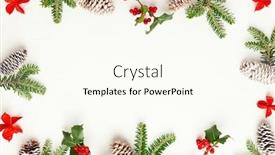  Presentation with christmas holly - Audience pleasing presentation design consisting of christmas background with pine cones backdrop and a cream colored foreground