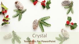  Presentation with christmas holly - Cool new theme with christmas-background-with-pine-cones backdrop and a soft green colored foreground