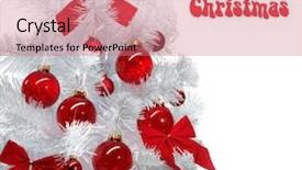  Presentation with christmas red - Audience pleasing slide deck consisting of red baubles and christmas tree backdrop and a coral colored foreground