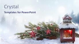  Presentation with christmas scene lantern - Presentation theme consisting of christmas-background-with-red-lantern background and a sky blue colored foreground