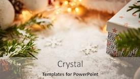  Presentation with spruce - Presentation theme enhanced with christmas background with small gifts red ribbon and spruce branch background and a soft green colored foreground