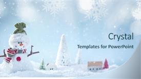  Presentation with snowman - Cool new PPT layouts with christmas background with snowman backdrop and a sky blue colored foreground