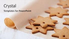  Presentation with christmas baking - Audience pleasing PPT layouts consisting of christmas baking - gingerbread cookies on paper backdrop and a  colored foreground