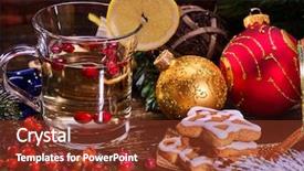  Presentation with mulled wine - Amazing slides having christmas ball and candel backdrop and a tawny brown colored foreground