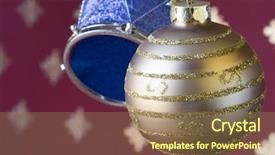  Presentation with drum - Beautiful presentation theme featuring christmas ball and drum pending with a snow effect background selective and soft focus backdrop and a coral colored foreground