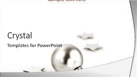  Presentation with sample - Beautiful PPT theme featuring christmas ball and metal stars on a white background sepia with sample text backdrop and a white colored foreground
