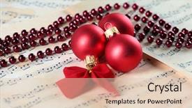  Presentation with music sheets - Audience pleasing slide set consisting of christmas-ball-beads-and-bow backdrop and a lemonade colored foreground