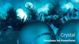  Presentation with fir tree - Colorful PPT theme enhanced with christmas-ball-decorations-with-fir backdrop and a ocean colored foreground