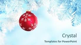 Presentation with hawaiian luau hanging decorative christmas - Presentation design enhanced with christmas ball hanging on snow background and a sky blue colored foreground