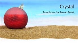  Presentation with beach ball - Cool new PPT theme with christmas ball on the beach backdrop and a arctic colored foreground
