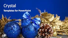  Presentation with animated christmas tree - Beautiful presentation theme featuring christmas ball with fir-tree backdrop and a navy blue colored foreground