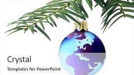  Presentation with green earth world globe map - Presentation theme enhanced with christmas ball with globe map background and a white colored foreground