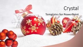  Presentation with christmas ribbon festive - Presentation with christmas ball with red bow background and a  colored foreground