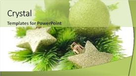  Presentation with fir tree - PPT theme enhanced with christmas balls and decorative stars background and a yellow colored foreground