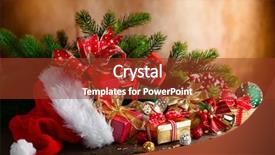  Presentation with christmas holidays - Colorful PPT layouts enhanced with christmas balls and gift box backdrop and a tawny brown colored foreground