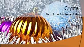  Presentation with blue gold - Beautiful presentation theme featuring christmas balls gold violet backdrop and a light blue colored foreground