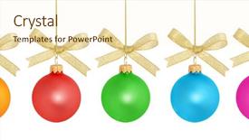  Presentation with christmas balls disco ball - Audience pleasing presentation theme consisting of christmas balls hanging on white backdrop and a cream colored foreground