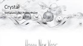  Presentation with christmas balls disco ball - Colorful presentation design enhanced with round sign new year - christmas balls in snow backdrop and a white colored foreground