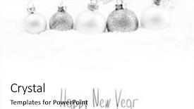  Presentation with snow - Cool new slide deck with round sign new year - christmas balls in snow backdrop and a white colored foreground