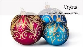  Presentation with blue gold - Presentation design with christmas balls isolated on white background and a white colored foreground