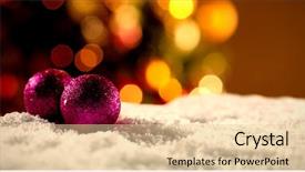  Presentation with christmas tree - Beautiful PPT theme featuring christmas balls on a white backdrop and a lemonade colored foreground
