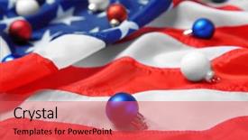  Presentation with american flag - Beautiful presentation design featuring christmas balls on american flag backdrop and a  colored foreground