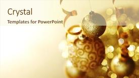  Presentation with golden hollow balls - Beautiful slides featuring christmas balls on bokeh background backdrop and a cream colored foreground