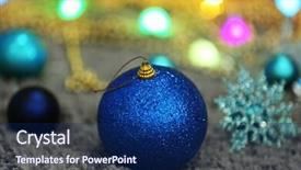  Presentation with christmas balls disco ball - PPT theme featuring christmas balls on defocused background background and a  colored foreground