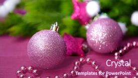  Presentation with fir tree - PPT theme having christmas balls on fir tree on color background background and a violet colored foreground