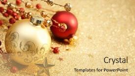  Presentation with golden hollow balls - Slides enhanced with christmas balls on golden background background and a blonde colored foreground