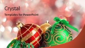  Presentation with christmas red - PPT theme consisting of christmas balls on shiny red background and a coral colored foreground