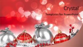  Presentation with christmas red - Beautiful slide set featuring christmas balls on shiny red backdrop and a coral colored foreground