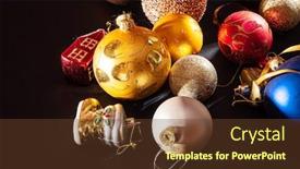  Presentation with christmas black - Beautiful theme featuring christmas-balls-on-the-black backdrop and a tawny brown colored foreground